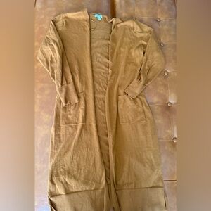 Nine West Camel-Orange Open Cardigan